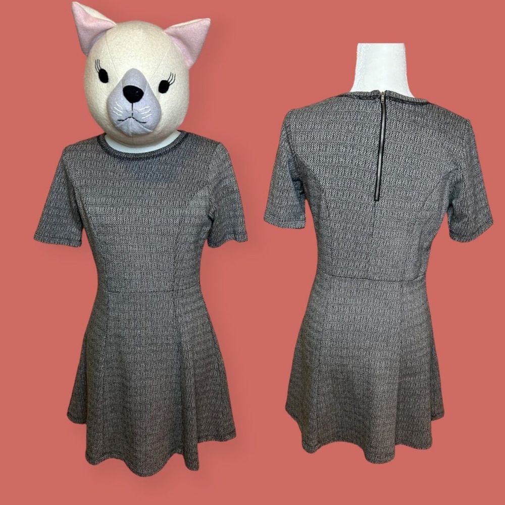 🖤 DALIA SKATER FIT AND FLARE TWEED BLACK WHITE MINI DRESS SIZE 6